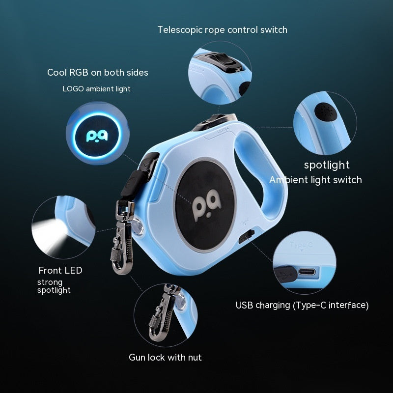 LED Retractable Dog Leash โ Rechargeable Light, Tangle-Free, Heavy-Duty Control for Safe Night Walks - Isla's Pet Boutique