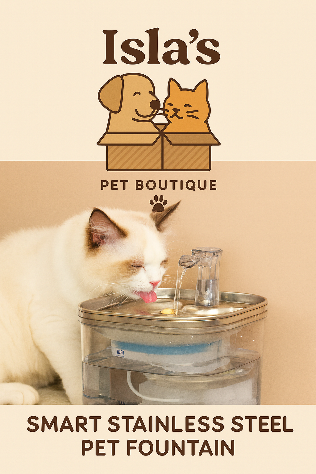 Smart Stainless Steel Pet Water Fountain - Isla's Pet Boutique