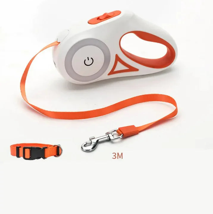 Smart LED Retractable Dog Leash with Built-In Flashlight
