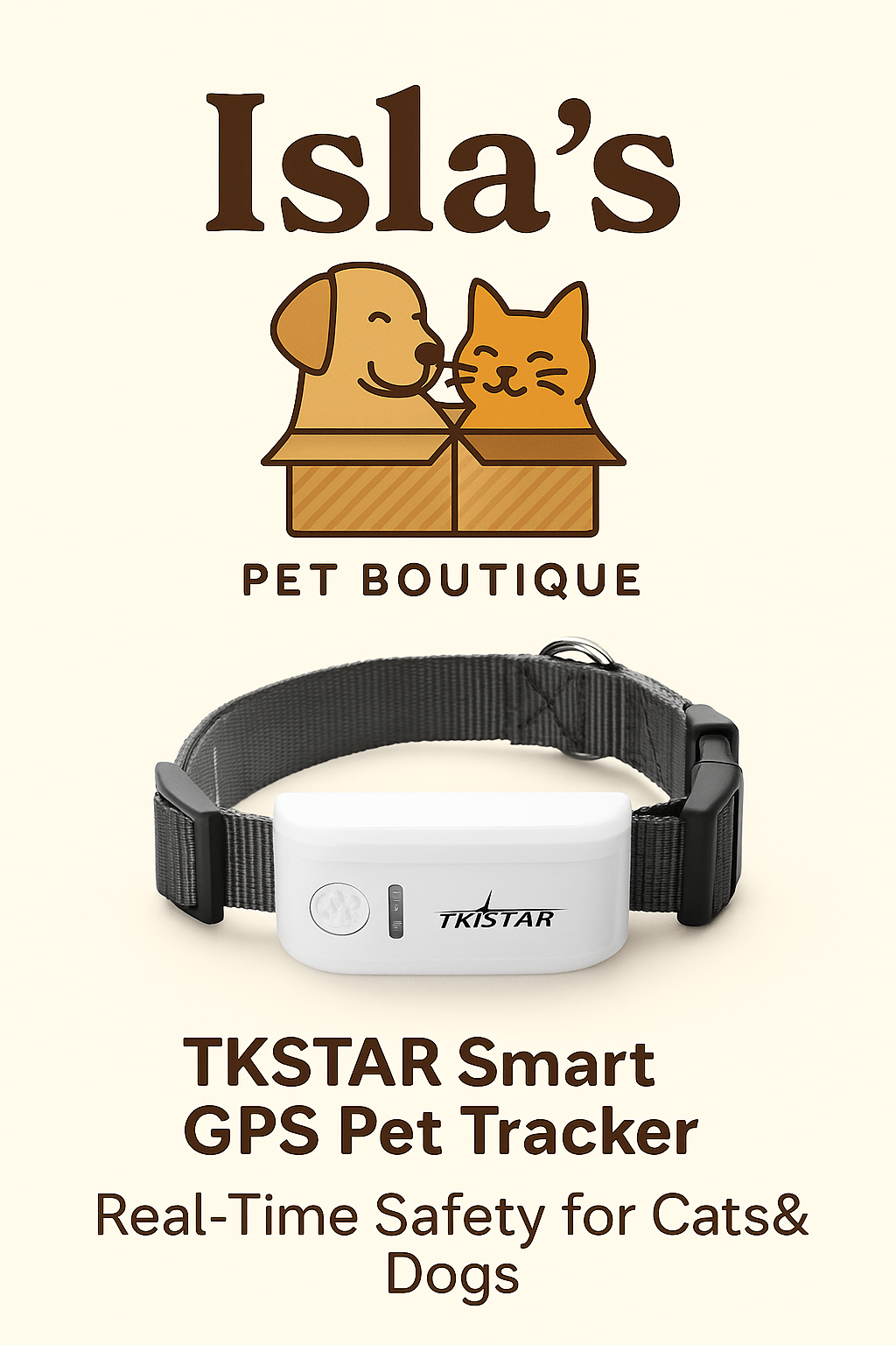 TKSTAR Smart GPS Pet Tracker – SIM Ready, USB Rechargeable, Real-Time Location - Isla's Pet Boutique