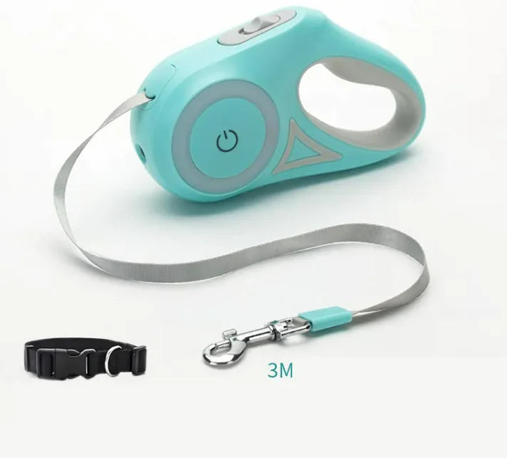 Smart LED Retractable Dog Leash with Built-In Flashlight