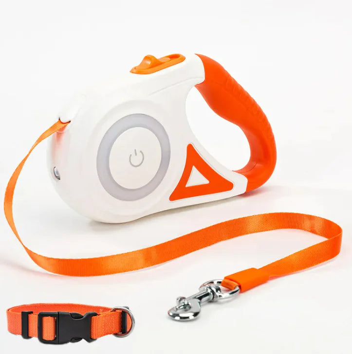 Smart LED Retractable Dog Leash with Built-In Flashlight