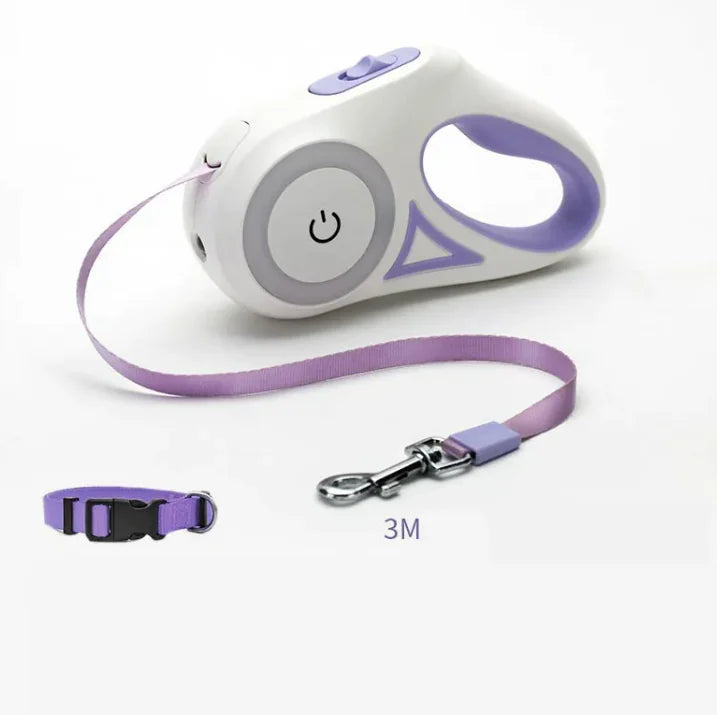 Smart LED Retractable Dog Leash with Built-In Flashlight