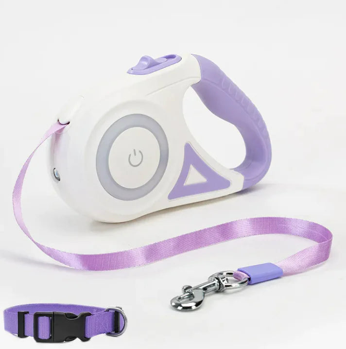 Smart LED Retractable Dog Leash with Built-In Flashlight