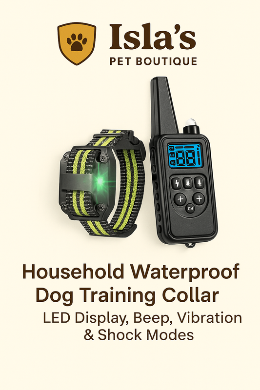Household Waterproof Dog Training Collar – LED Display, Beep, Vibration & Shock Modes - Isla's Pet Boutique