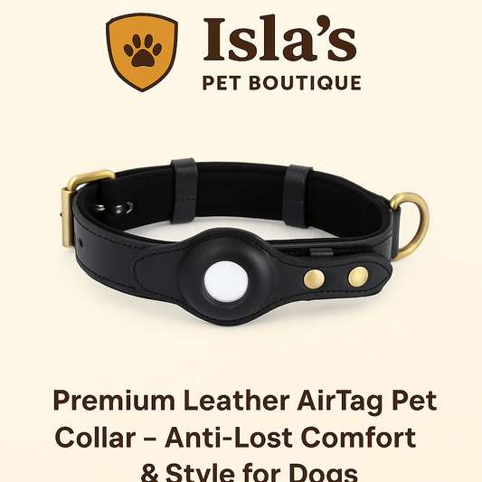 Premium Leather AirTag Pet Collar – Anti-Lost Comfort & Style for Pets - Isla's Pet Boutique