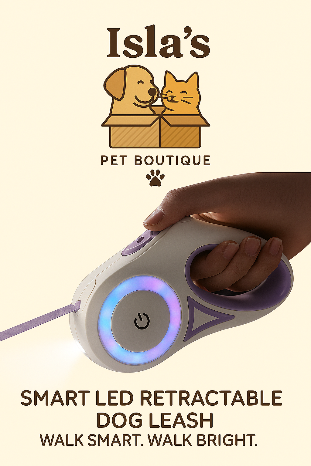 Smart LED Retractable Dog Leash with Built-In Flashlight - Isla's Pet Boutique
