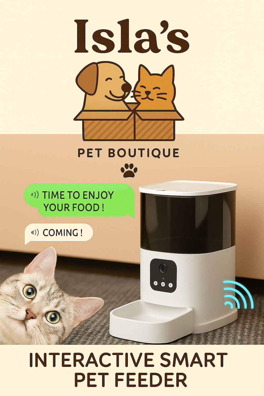Smart Automatic Pet Feeder – Keep Pets Happy, Healthy & Fed Anytime (Key / App / Camera) - Isla's Pet Boutique